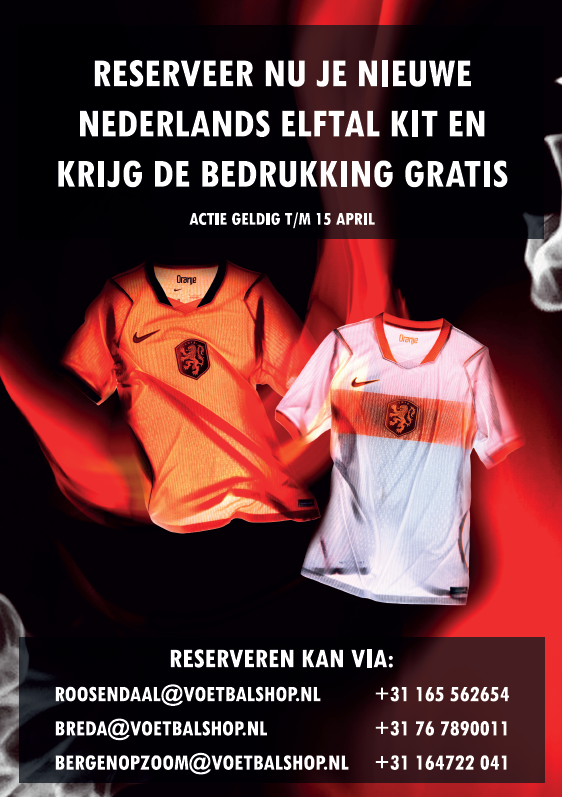 Gratis bedrukking van het nieuwe NL-elftal shirt bij Voetbalshop!